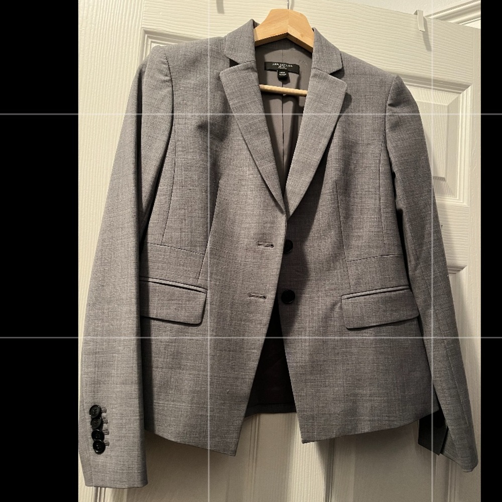 Ann Taylor Petite Tropical Wool Aiden Jacket blazer 00p French Grey